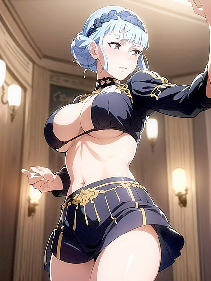 Mischievous Smile and Blush: A Bra-Focused SFW Hentai Delight