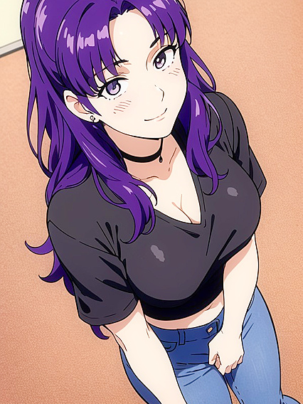 Misato from Evangelion Strips Down Her Jeans for Busty Hentai Action