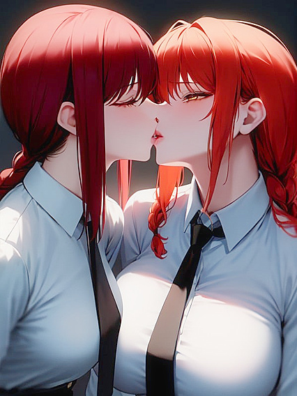 Makima and Girl 18+s Kiss Passionately inSTEAMY Hentai Action