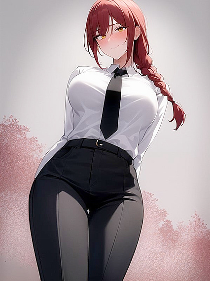Mischievously Smiling and Blushing Bottom-Up View in Seductive Hentai AI Action