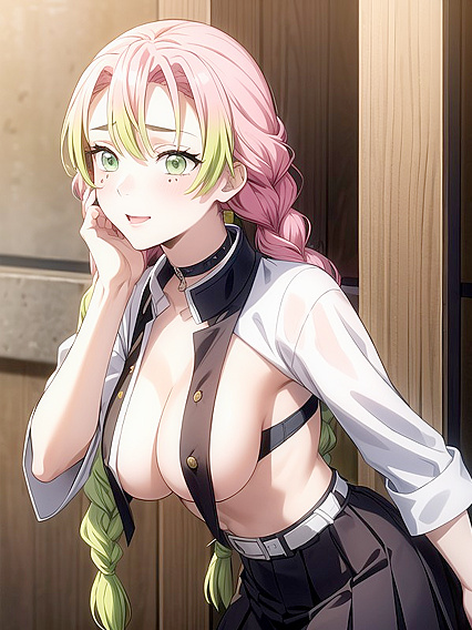 Mischievously Blushing Girl 18+ in Sport Bra and Choker for Seductive Hentai Fun