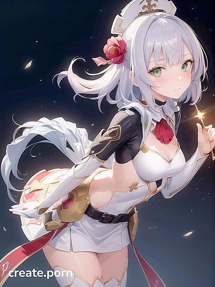 Sfw hentai Girl 18+ looks directly at viewer for intimate moments