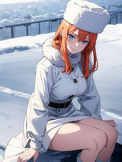 Blonde with Blue Eyes Smiling Seductively on the Floor in Hentai Action