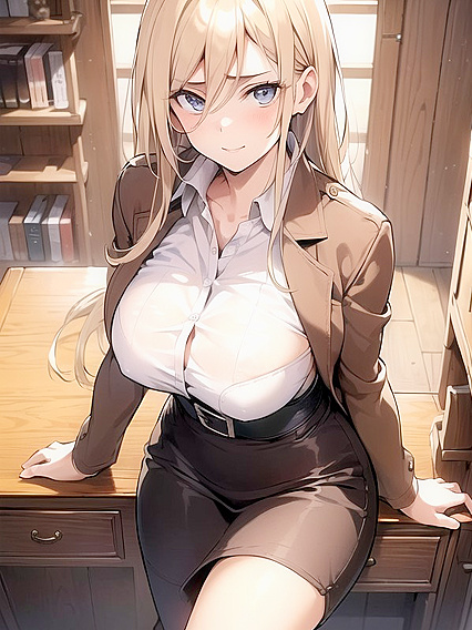 Historia from Attack on Titan Studying Seductively in Her Private Library