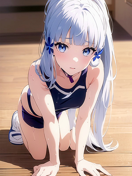 Kamisato Ayaka Wears Sporty Shorts for Intense Hentai Pleasure