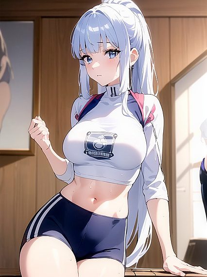 Sweaty Kamisato Ayaka in Sporty Shorts for Steamy Hentai Action