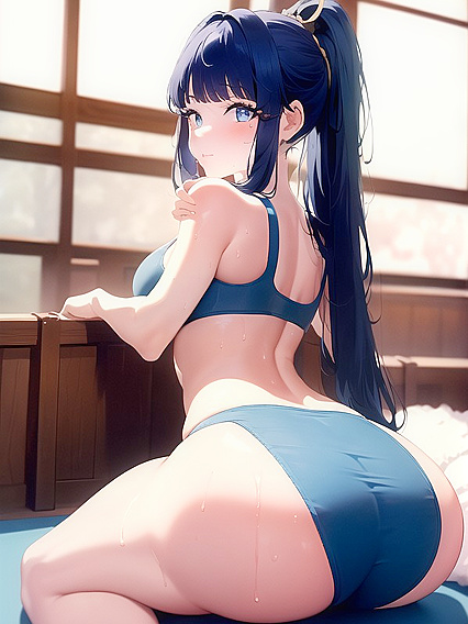 Detailed Screencap of Sporty Babe in Tight Bra for Hot Hentai Action