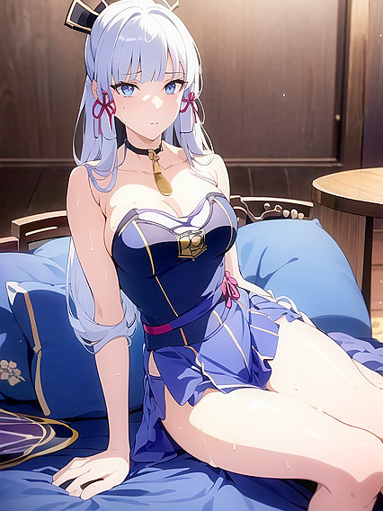 Kamisato Ayaka from Genshin Impact Soaked and Seductively Eyeing You in Wet Clothes Hentai
