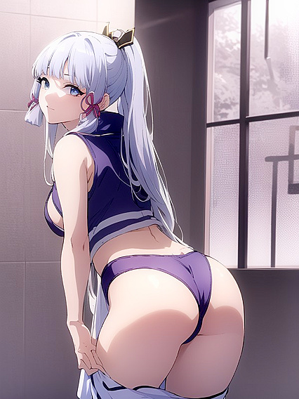 Detailed Screencap: Hot Crop Top Babe Stares Intensely at You in Hentai Action