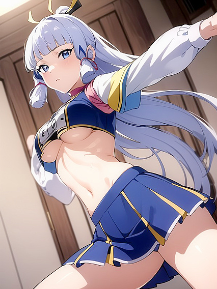 Cheerleader Reveals Her Navel While Seductively Eyeing You in Hentai AI Action