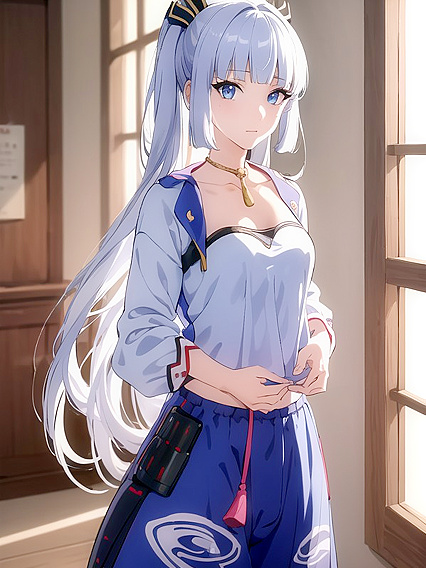 Kamisato Ayaka in Seductive Crop Top for Steamy Genshin Impact Hentai Action