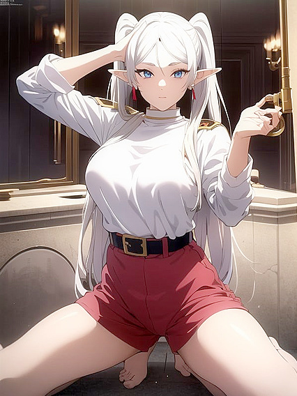 Frieren from Beyond Journey's End Teased with Underboob in Seductive Hentai Scene