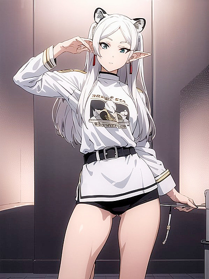 Sporty Teen 18+ in Oversized T-Shirt and Short Shorts Teasing in Hentai Action
