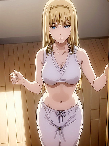 Rainbow Crop Top Babe Stares Intensely at You in Steamy Hentai Action