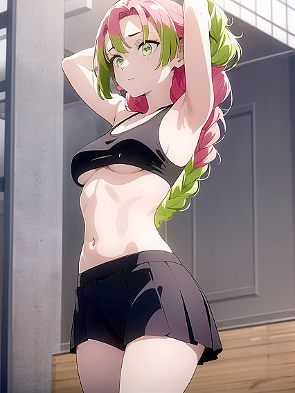 Skinny Girl 18+ Raises Her Arms in Urban Hentai Ecstasy