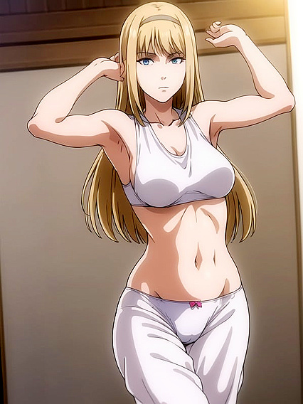 Ymir from Attack on Titan Seduces in Rainbow Panties for Steamy Bathroom Hentai Fun