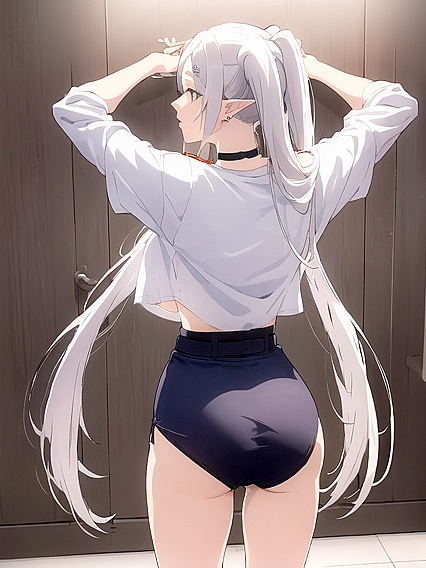 Sensual Sporty Short and Oversized T-Shirt Action in hentai AI Porn