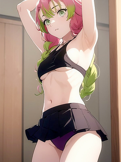 Sassy Sporty Babe in Crop Top and Short Shorts Flexing for Naughty Hentai Fun