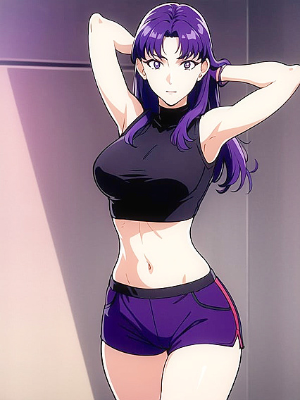 Detailed Misato from Evangelion in Crop Top for Steamy Hentai Scenes