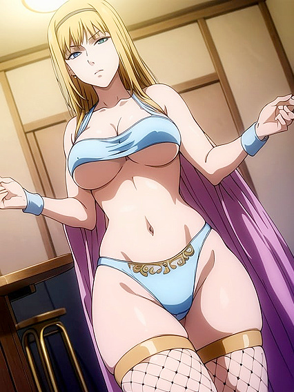 Wearing Rainbow Panties and Nylon Gloves for Steamy Bar Hentai Action