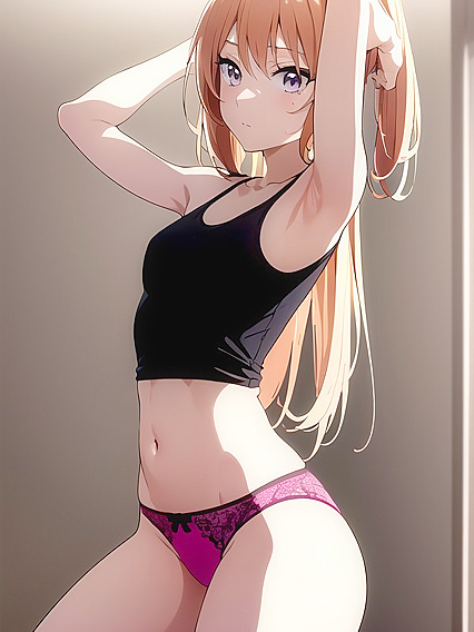 Teen 18+ in Pyjamas Raises Arms for Seductive Hentai Pleasure