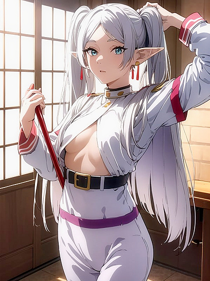 Frieren from Beyond Journey's End in Sexy Sporty Shorts for Steamy Hentai Action