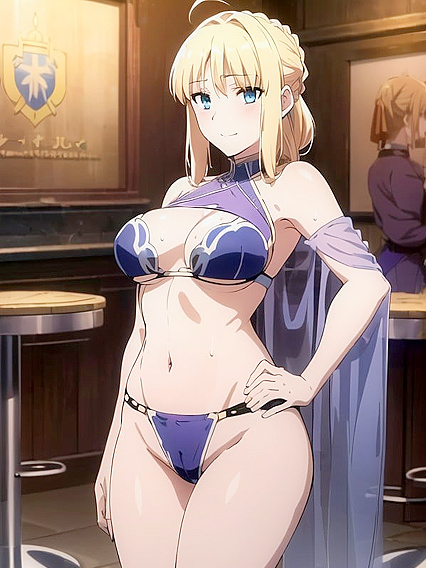 Blushing and Smiling Mischievously at the Bar Before Sultry Hentai Dance Seduction