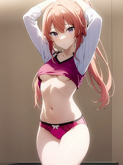 Teen 18+ with Crop Top Shows Off Her Skinny Body in Seductive Hentai Scenes