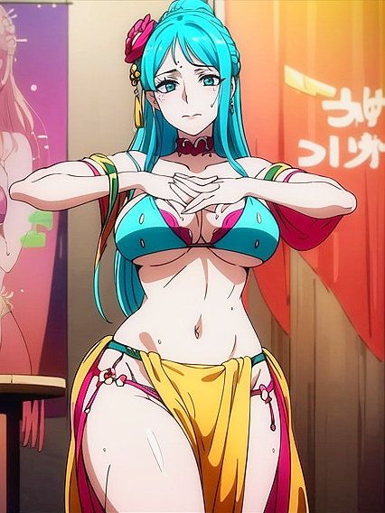 Hiyori from One Piece Showing Off Steamy Underboob in Sweat-Drenched Hentai Scenes