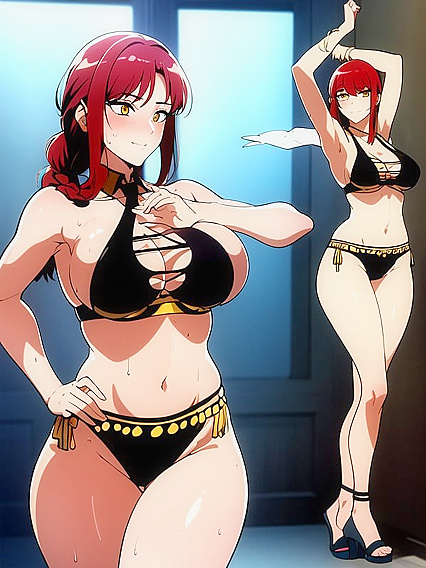Belly Dancer at the Bar Teases with Hands on Hips in Steamy Hentai Action