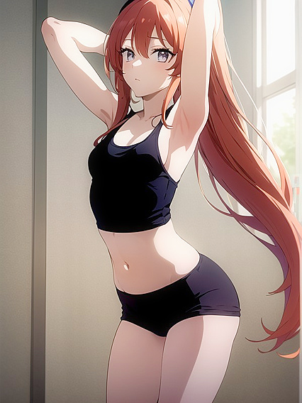 Skinny Dancer in Pyjamas Twists and Shakes for Erotic Hentai Fun