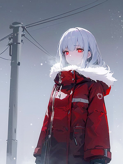 Winter Night Seduction: Her BreathVisible in the Frosty Air, City Lights Glowing on Snow