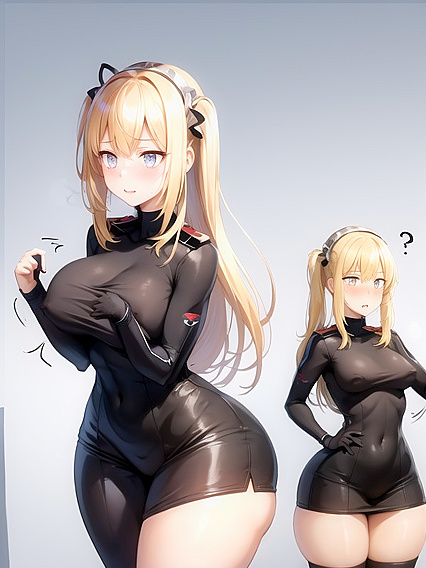 Military Cosplayer Gives Seductive Glances While Pleasing Herself in Hentai Action