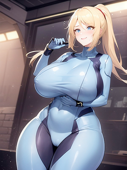 Blonde Beauty in Tight Fits Shows Off Her Luscious Cleavage in Hentai Action