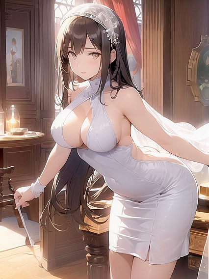 Happy Bride in Thick Wedding Dress Nails Her hentai Fantasies