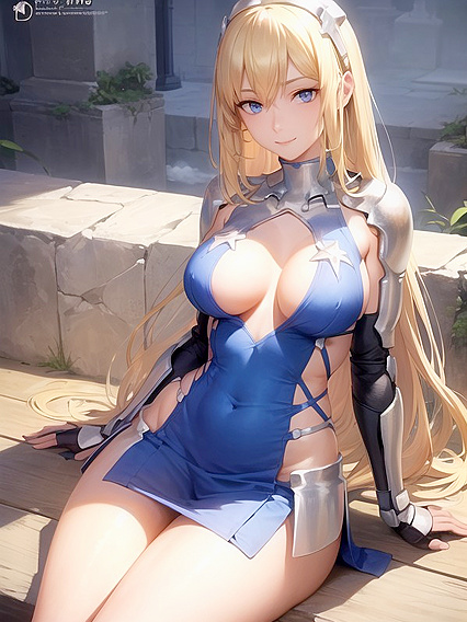 Blonde with Blue Eyes and Big Breasts Enjoying Seductive Hentai Action