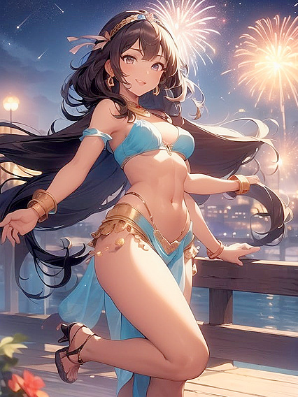 Fit Couple Enjoy Intense Night Hentai Adventures Under the Glowing Arabian Skyline