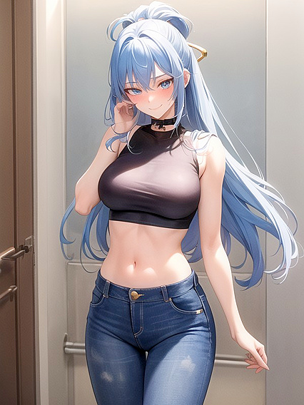 Teen 18+ in Crop Top and Skinny Jeans Exploring Horny Hentai Fantasies