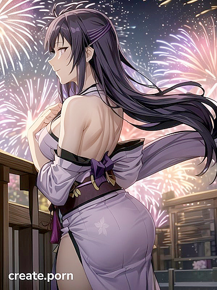 Hinata's Back Facing the Camera Amidst the Fragrance of Cherry Blossoms in Mushoku Tensei Hentai