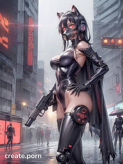 Black-Haired Beauty in Tight Bodysuit Blurs into Ecstatic Hentai Pleasure