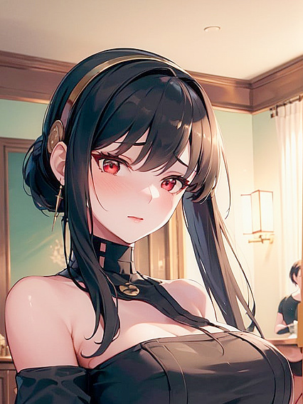 Blushing With Mischievous Smiles and Seductive Sweater Cleavage in Hentai AI Action