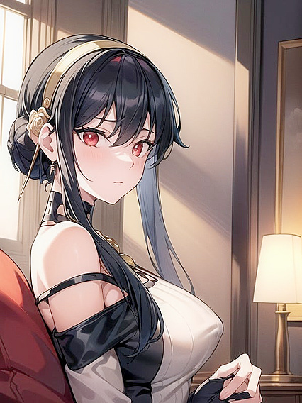 Horny Hentai Chick seduces in Choker and Off Shoulder Outfit