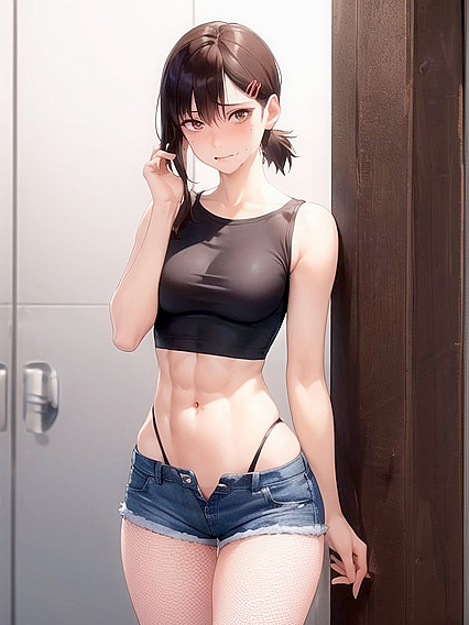 Face Touching and Navel Exposing in Tight Fits: A Sensual hentai Experience
