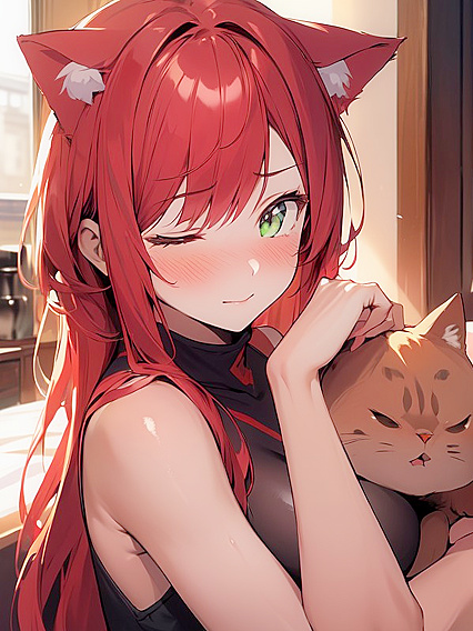 Red-Haired Beauty with Green Eyes Shows Off Her Busty Charm in Hentai AI Action