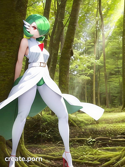 Gardevoir with Green Hair and Red Eyes seduces in Sultry Hentai Action