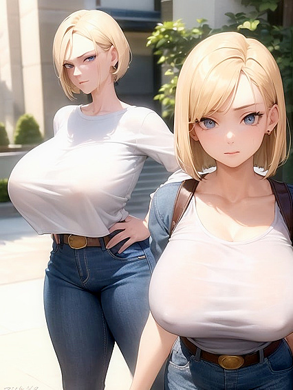 Android 18 Shows Off Her Massive Ass and Breasts in Steamy Hentai Action