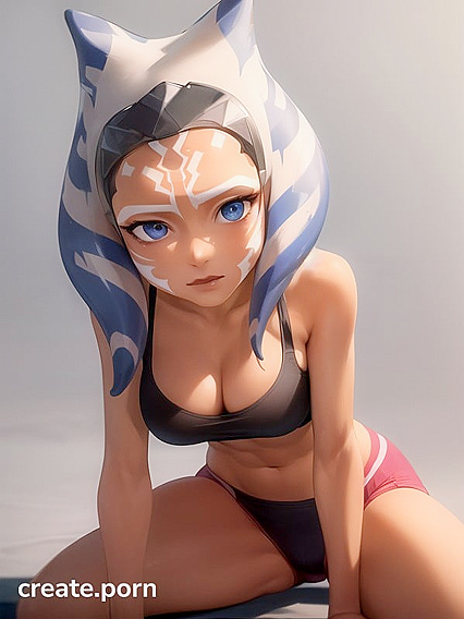 Ahsoka Tano's Intense Gaze in Ultra HD Hentai Action