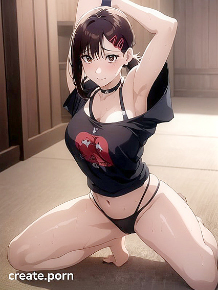 Choker and Oversized T-Shirt Underboob in Seductive Hentai Action