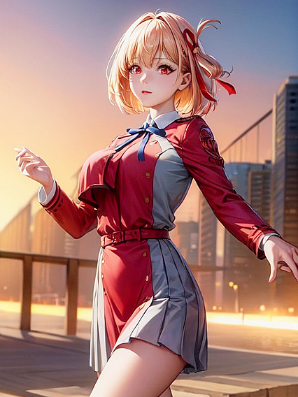 Chisato Nishikigi from Lycoris Recoil in Hyper-Detailed hentai Action