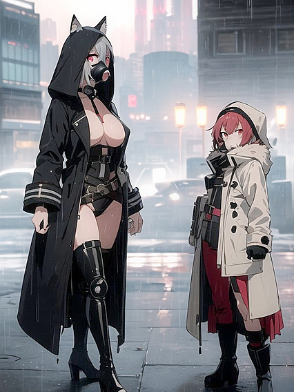Fur-Coated Seduction: Nighttime Gas Mask Fetish in Hentai AI Action
